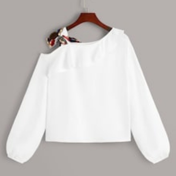 Asymmetrical Tie Blouse - Picture 2 of 6